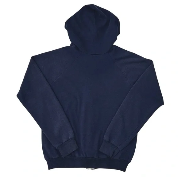 Vintage 80s 90s Blank Full Zip Hoodie Faded Navy Small - Picture 2 of 5
